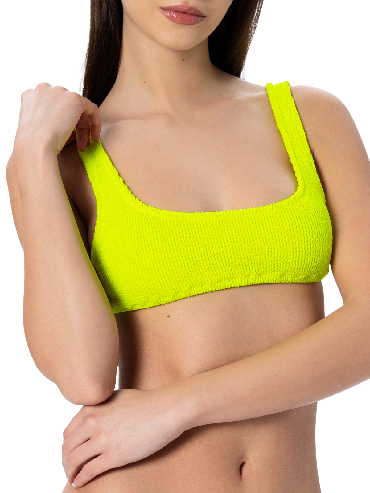 Woman fluo yellow classic crinkle bralette Naima