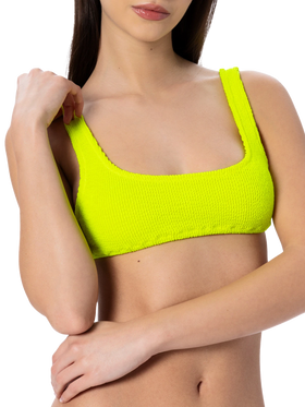 Woman fluo yellow classic crinkle bralette Naima