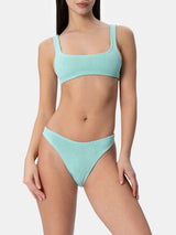 Woman sage green classic lurex crinkle bikini Naima Elise