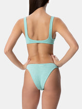 Woman sage green classic lurex crinkle bikini Naima Elise