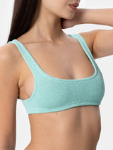 Woman sage green classic lurex crinkle bralette Naima