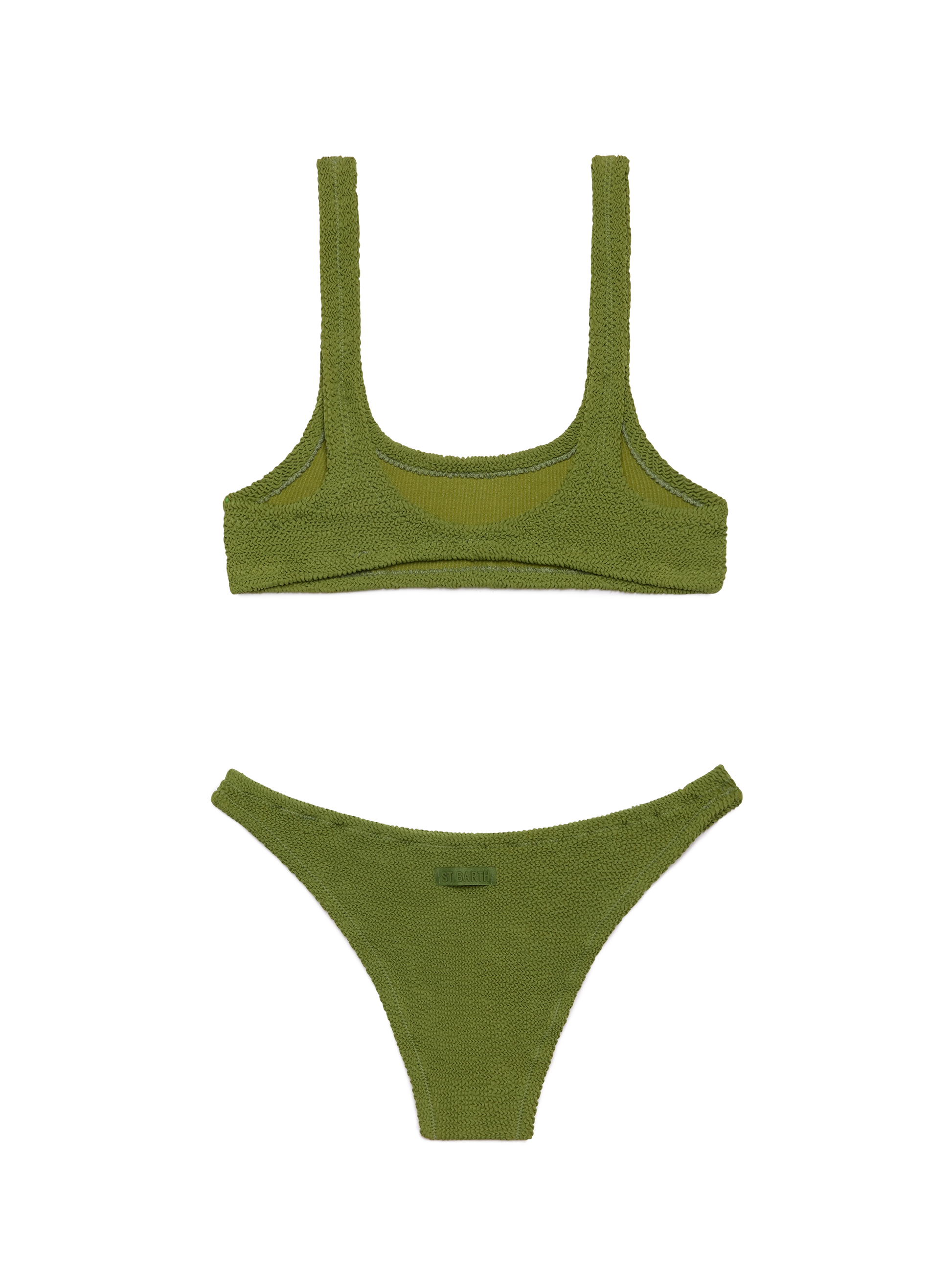Bralette crinkle bikini Naima Elise in military green - MC2 Saint Barth