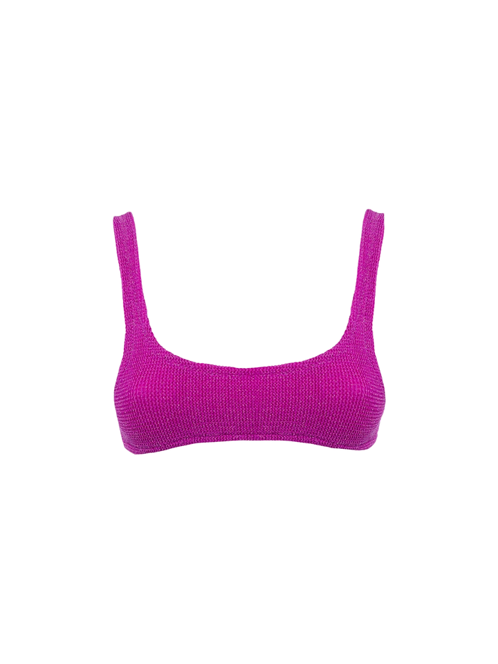 Woman fuchsia lurex classic crinkle bralette Naima