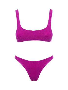 Woman fuchsia lurex classic crinkle bralette bikini Naima Naomi
