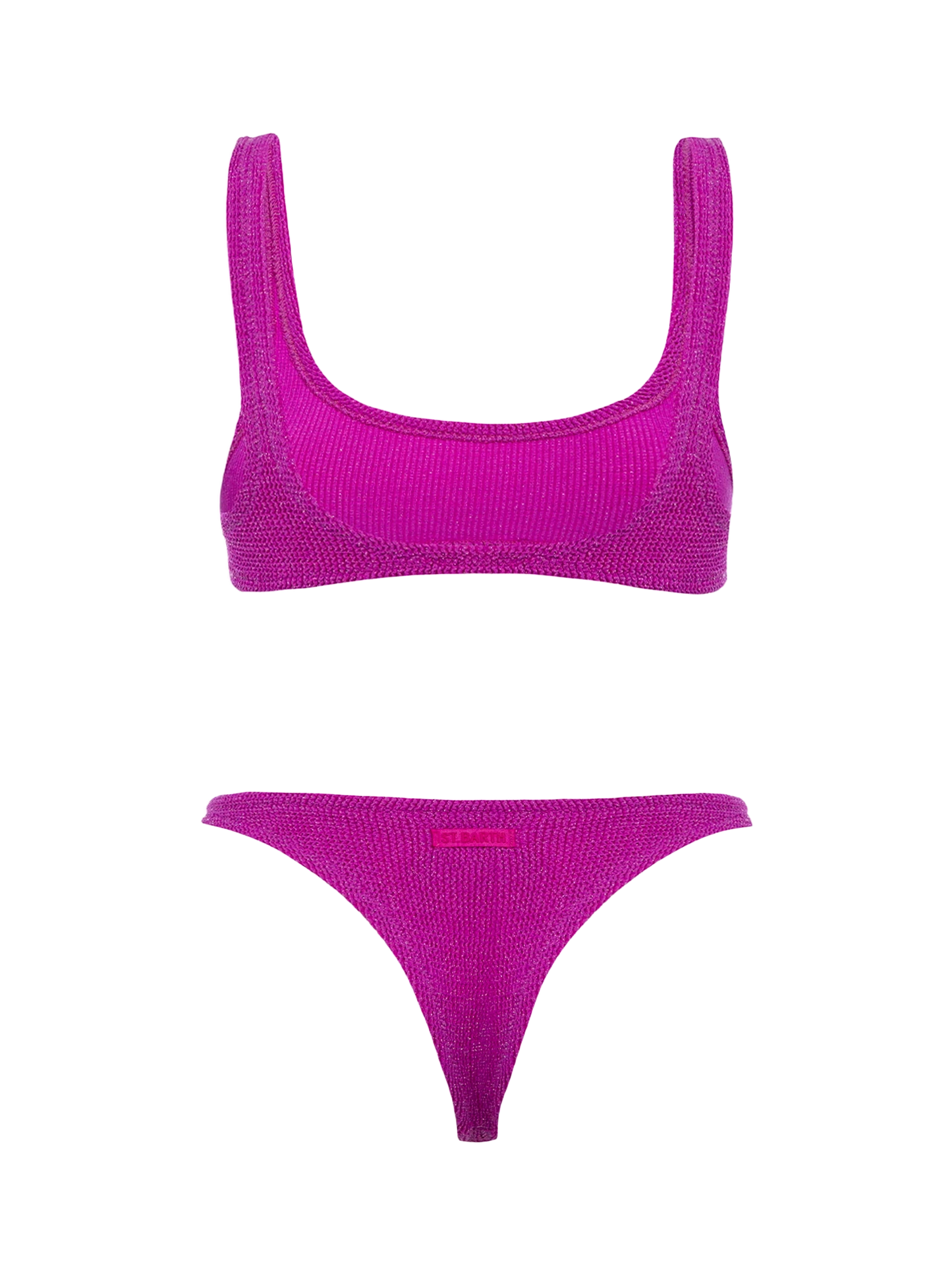 Woman fuchsia lurex classic crinkle bralette bikini Naima Naomi