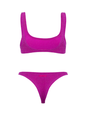Woman fuchsia lurex classic crinkle bralette bikini Naima Naomi