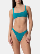 Woman teal classic lurex crinkle bikini Naima Naomi