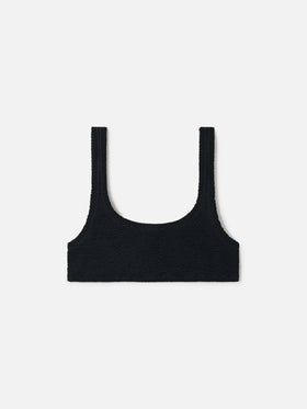 Naima bralette bikini top in black crinkle fabric