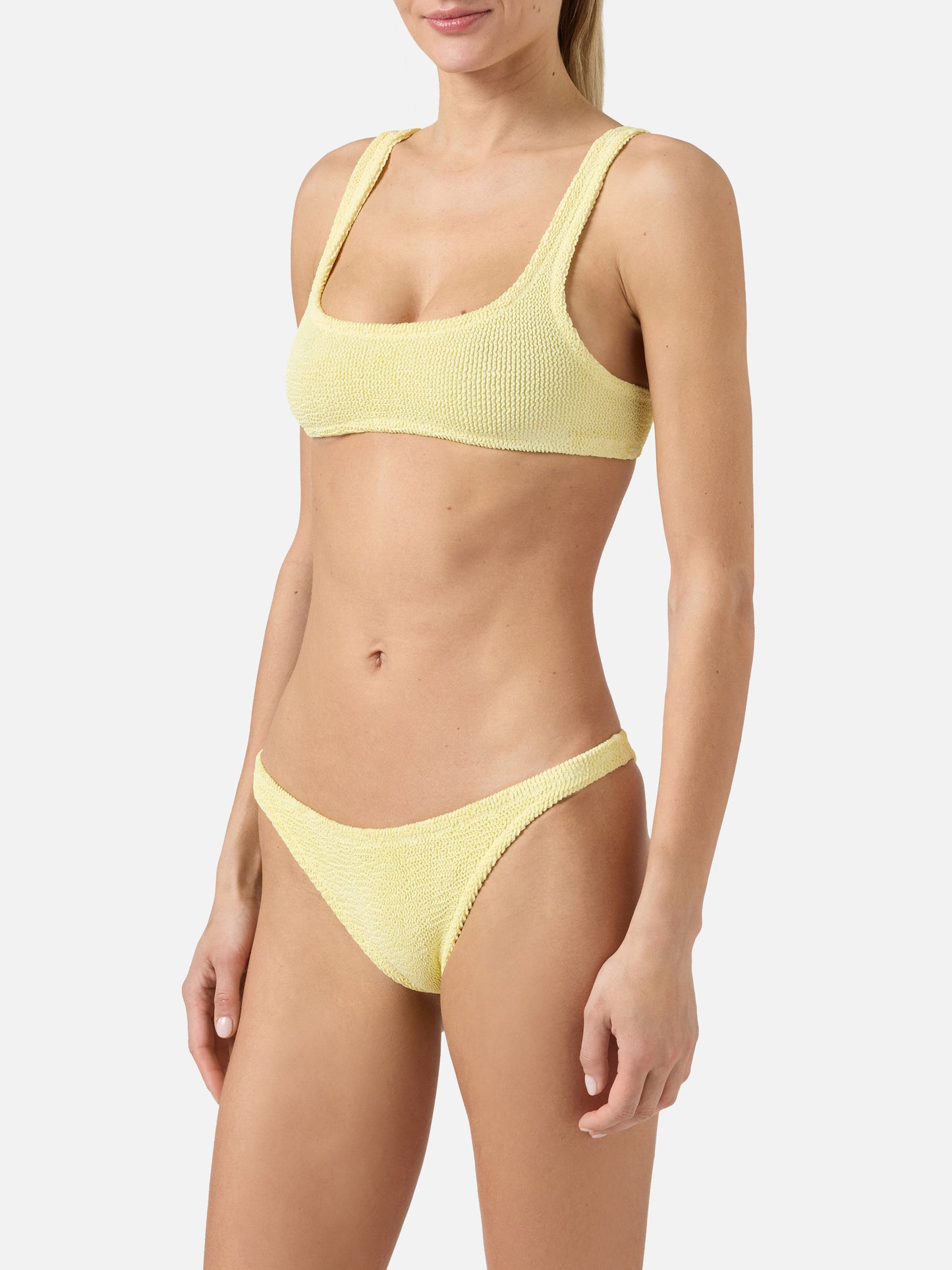 Naima Naomi yellow crinkle bikini