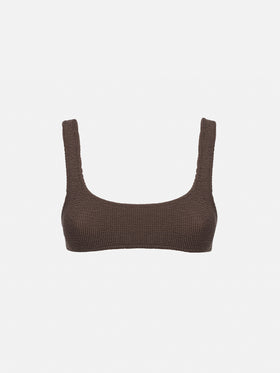 Naima brown crinkle classic bralette top - MC2 Saint Barth