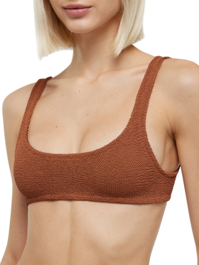 Naima crinkle classico top a bralette marrone cammello