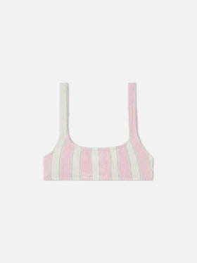 Slip mare Elise classico in tessuto crinkle a righe rosa e bianche