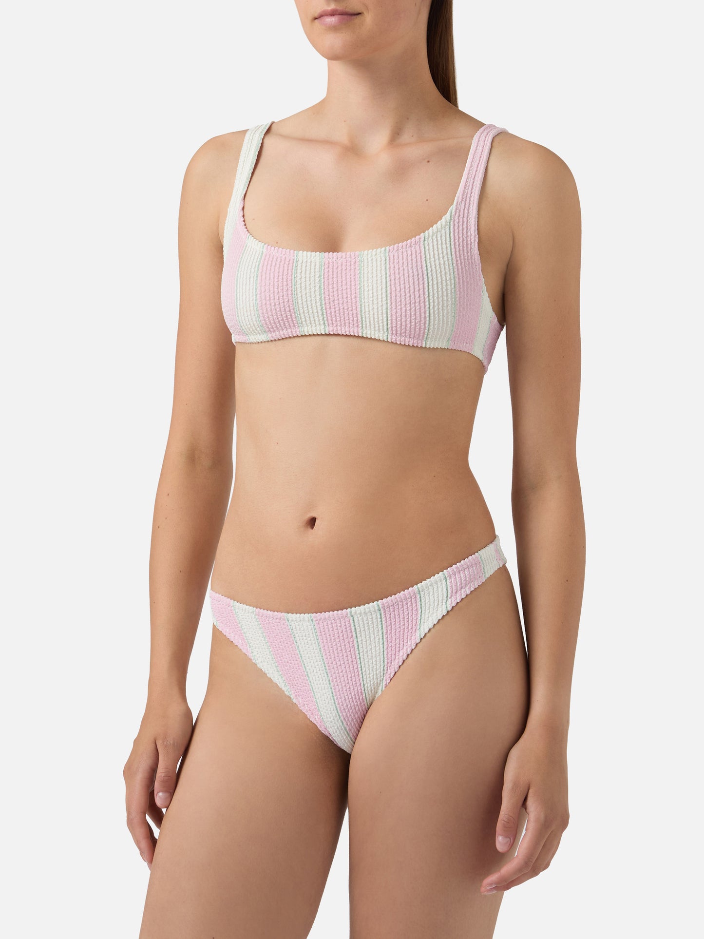Bikini Naima Elise crinkle a righe rosa