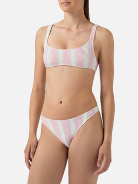 Bikini Naima Elise crinkle a righe rosa