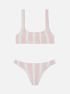 Bikini Naima Elise crinkle a righe rosa