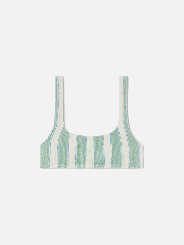 Naima Elise green striped crinkle bikini