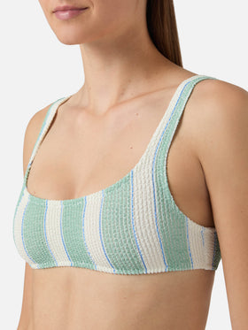 Naima Elise green striped crinkle bikini