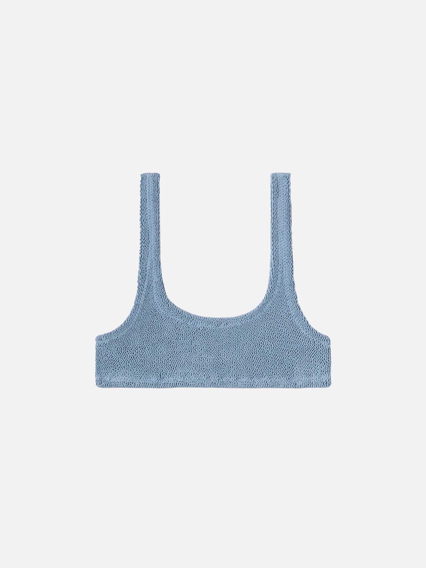 Naima – Klassisches Bralette-Oberteil in Crinkle-Optik in Avioblau