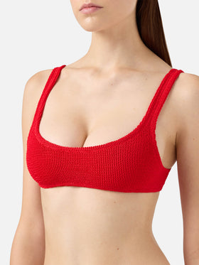 Naomi slip mare cheeky in crinkle color rosso - Naima crinkle classico top a bralette rosso