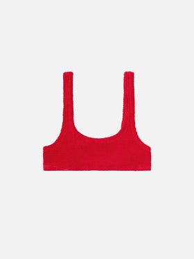 Naima crinkle classico top a bralette rosso