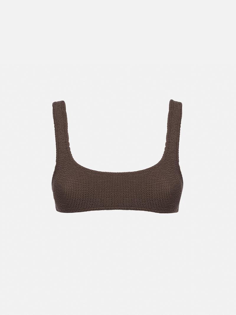 Braunes klassisches Crinkle-Bralette für Damen Naima