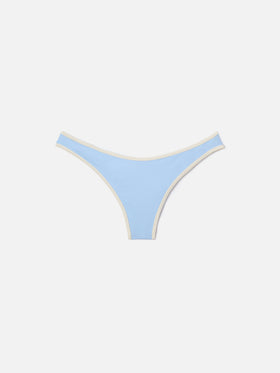 Naomi String brazilian bikini bottoms in light blue with contrasting trims