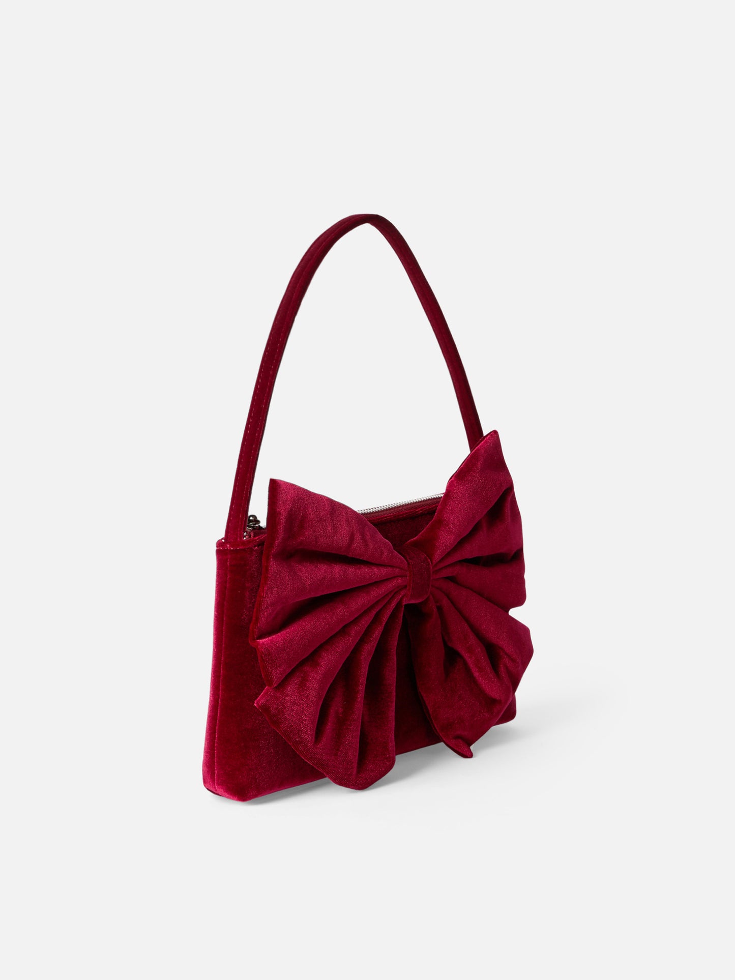 Burgundy velvet bag Nana with maxi bow