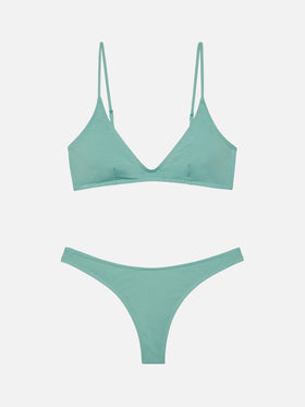 Bralette scollata verde salvia Paloma - Naomi slip mare cheeky color verde salvia