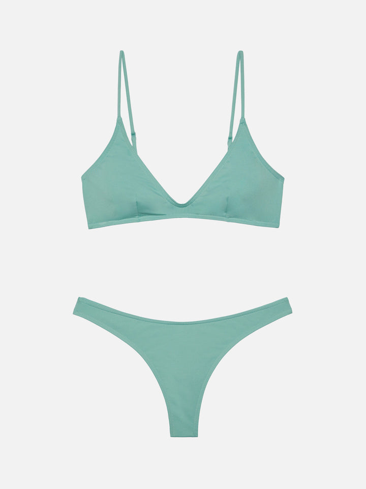 Bralette scollata verde salvia Paloma - Naomi slip mare cheeky color verde salvia