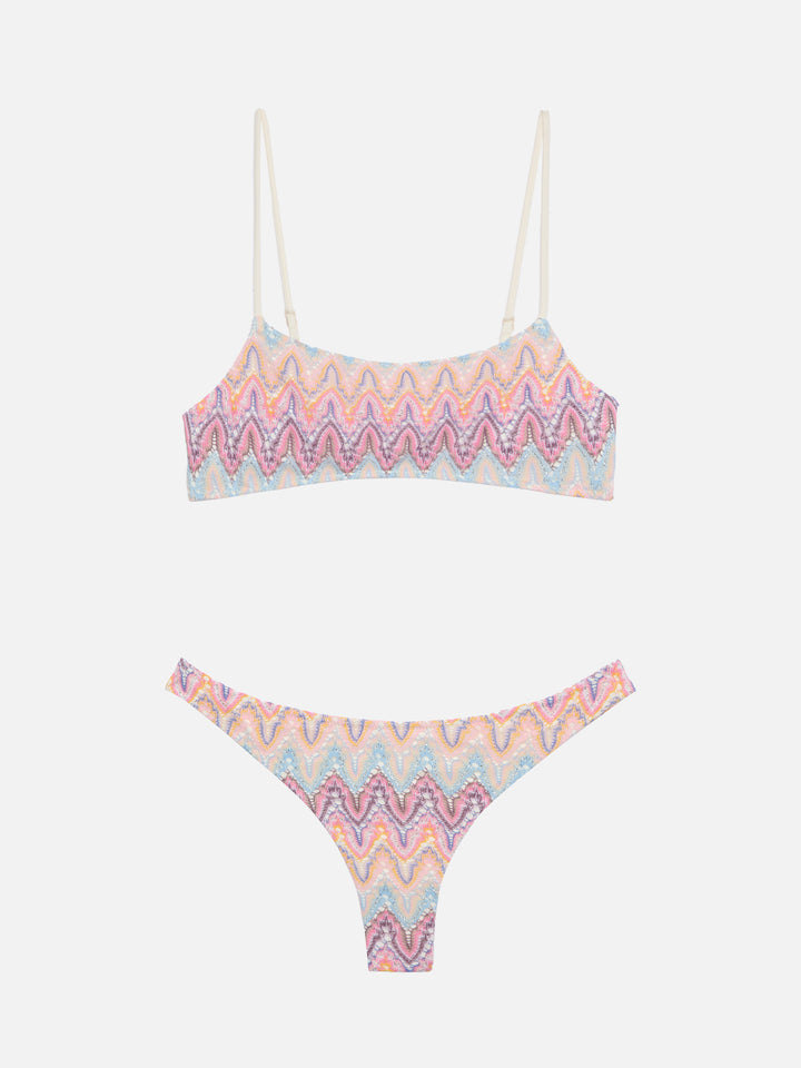 Naomi raschel chevron cheeky swim briefs - Sadie raschel knit bralette - MC2 Saint Barth