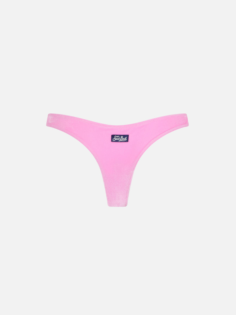 Slip da bagno da donna sgambato in velluto rosa Naomi