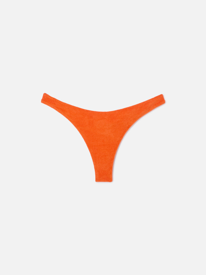 Orangefarbene Naomi cheeky Bikinihose aus Frottee 