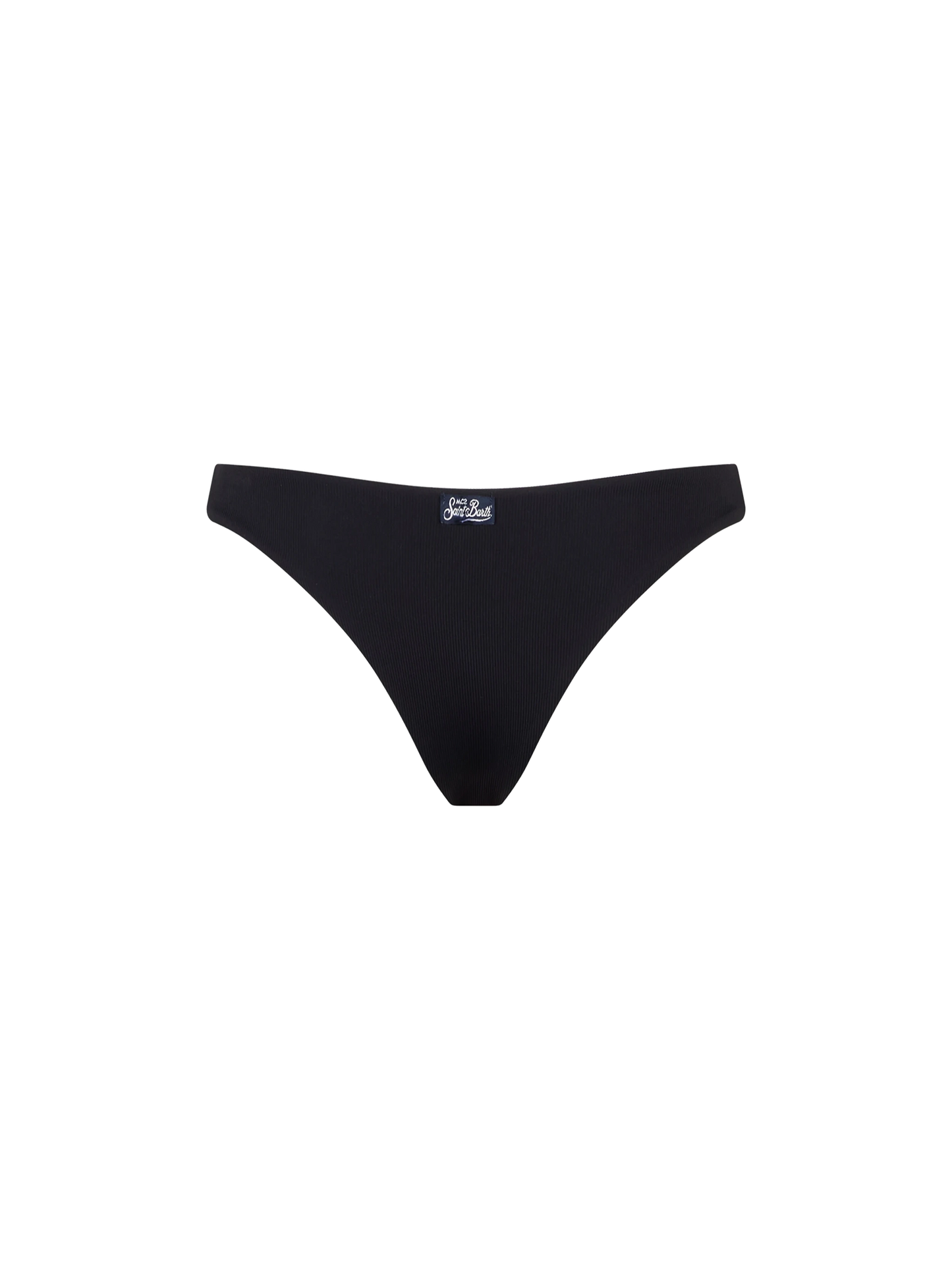 Black ribbed cheeky swim briefs