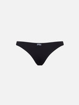 Black ribbed cheeky swim briefs