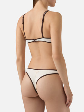 Bikini Amira String Naomi String panna con profili marroni