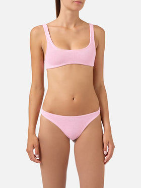 Bikini Naima Naomi en tejido crinkle rosa 