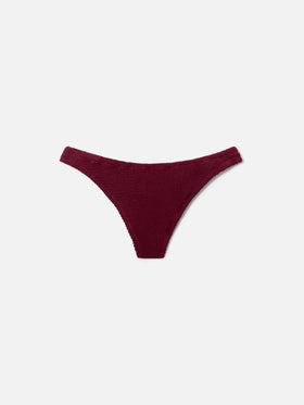 Slip mare Naomi modello brasiliana in tessuto crinkle bordeaux