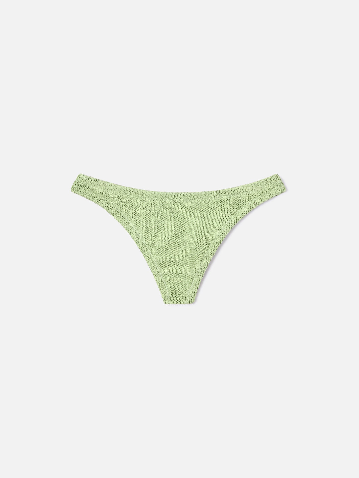 Naomi brazilian bikini bottoms in light green lurex crinkle fabric
