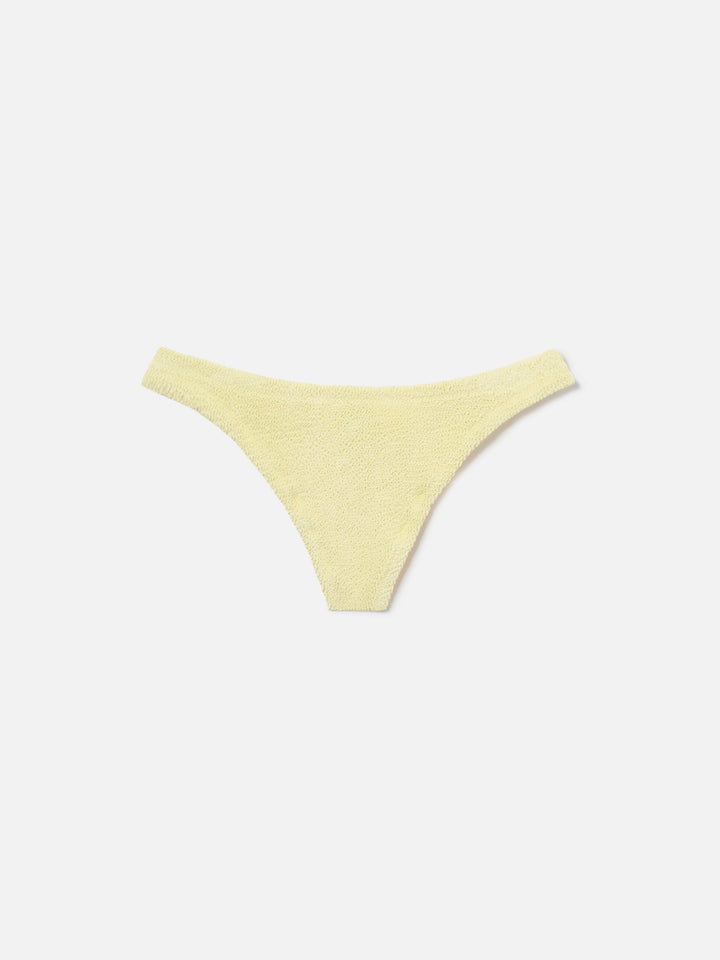 Naomi brazilian bikini bottoms in light yellow crinkle fabric