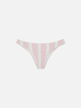 Classic Elise bikini bottoms in pink and white striped crinkle fabric