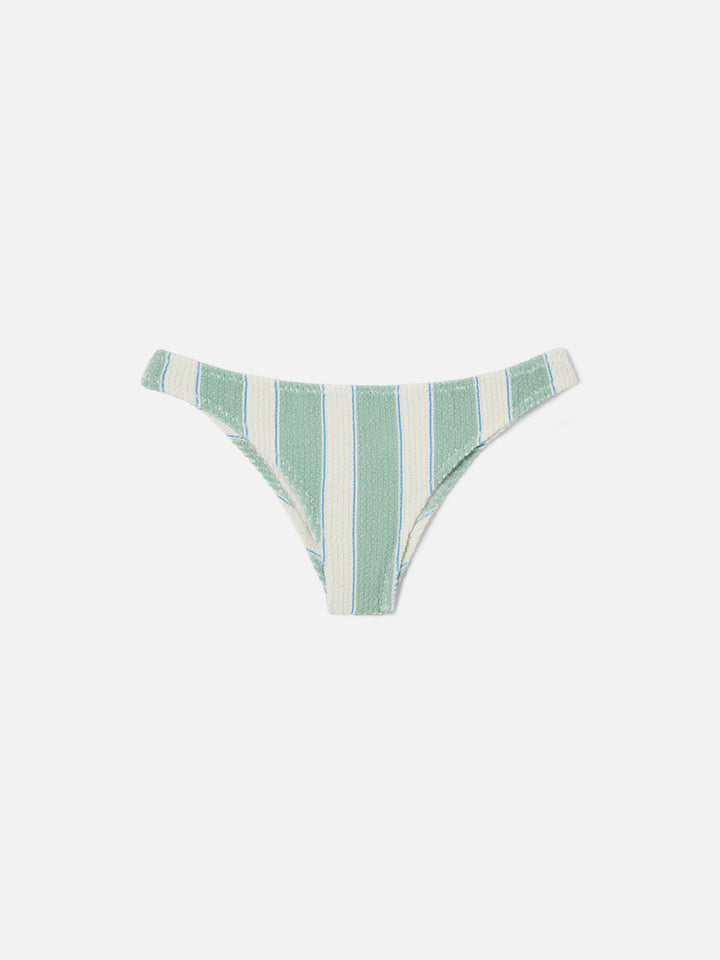 Slip mare Elise classico in tessuto crinkle a righe verdi e bianche