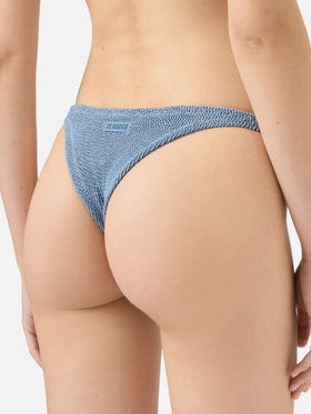 Naomi Avioblaue Crinkle-Badehose in frecher Optik - Naima Avioblaues Crinkle-Bralette-Oberteil in klassischer Optik