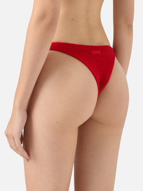 Naomi slip mare cheeky in crinkle color rosso - Naima crinkle classico top a bralette rosso
