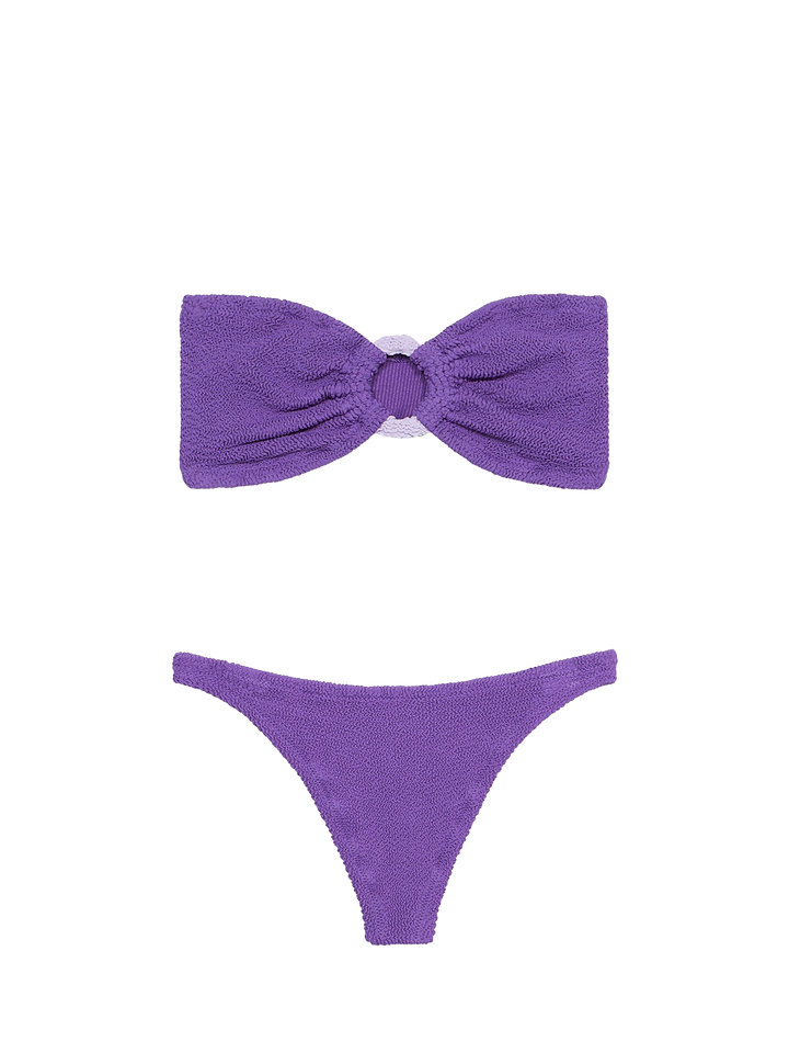 Lila Crinkle-Bandeau-Bikini für Damen Yulia Naomi