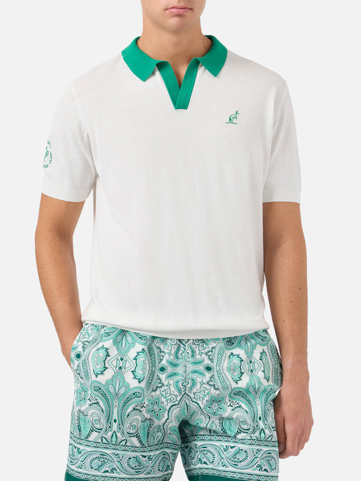 Newcombe gestricktes Poloshirt aus off-whitefarbener Baumwolle | Special Edition 