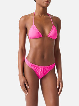 Bikini Nilly Nalu triangolo con rouches fucsia fluo