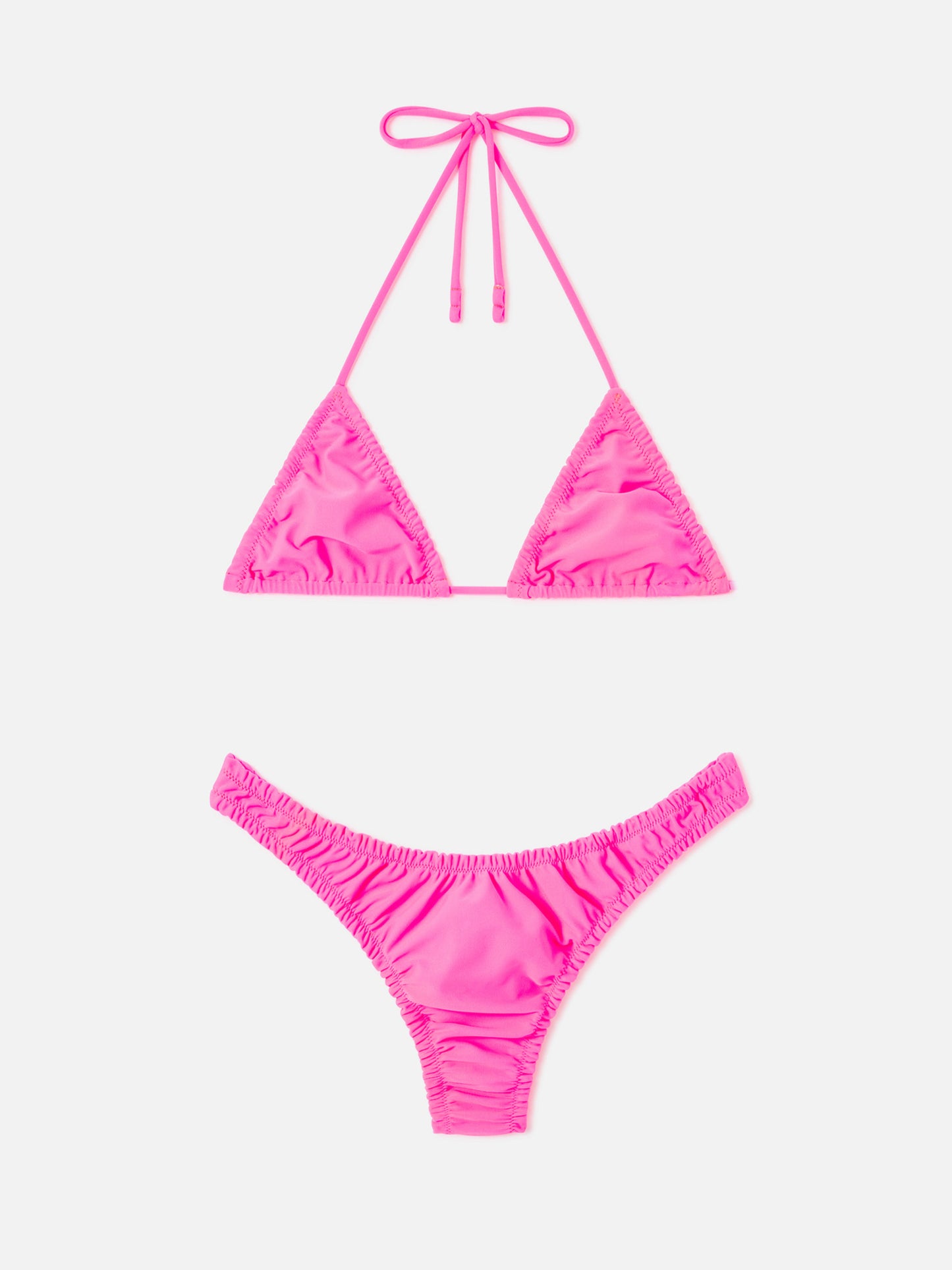 Bikini Nilly Nalu triangolo con rouches fucsia fluo