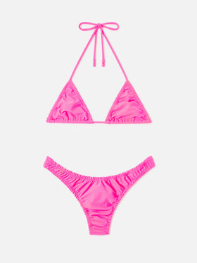 Bikini Nilly Nalu triangolo con rouches fucsia fluo