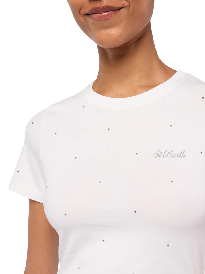 Nives cotton t-shirt with rhinestone embellishment - MC2 Saint Barth