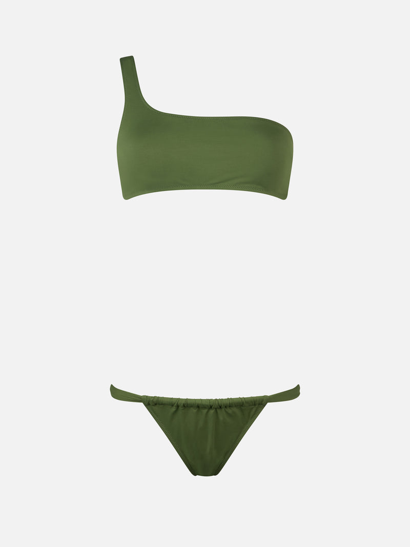 Einschultriger Bralette-Bikini für Damen in Militärgrün von Celestine Noelle